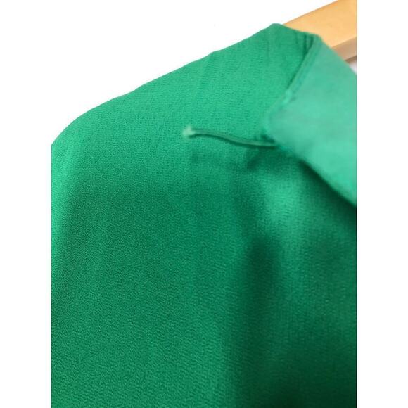 Vince Camuto Dress Chiffon Pleated Sleeve Float Shift Mini Emerald Green Size 2 - Picture 7 of 12
